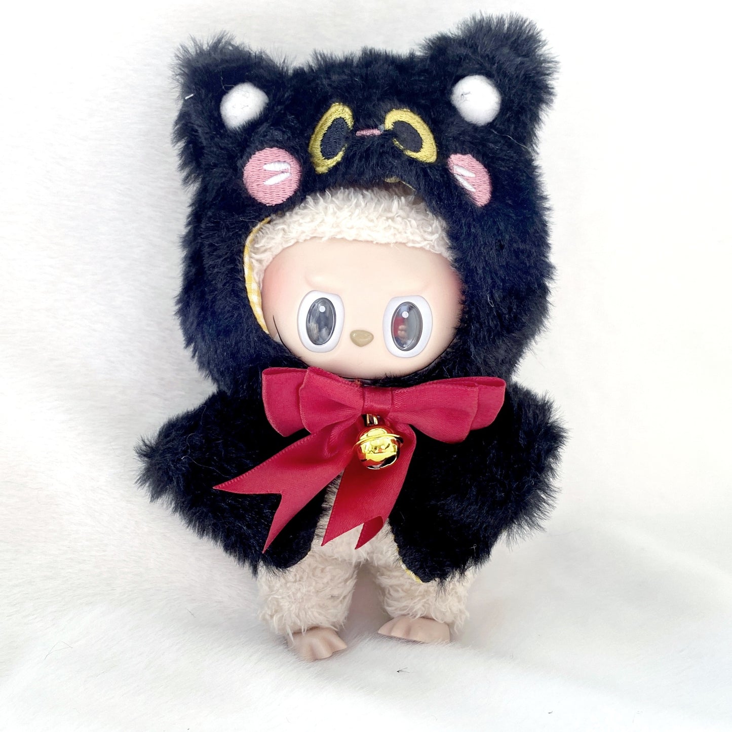 17cm Generation II Labubu Pendant Christmas Cloak Labubu Christmas Clothes Halloween Day Doll Clothes