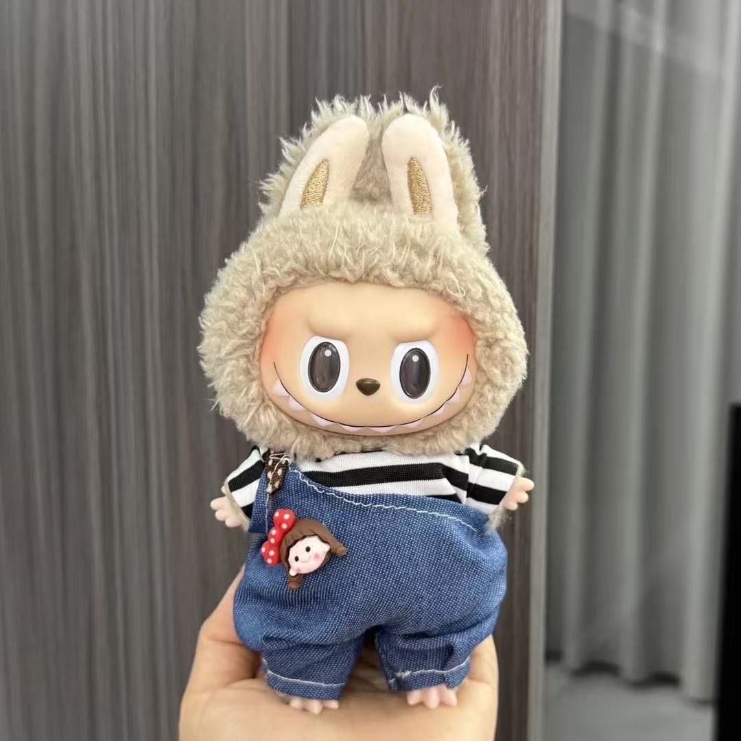 Wholesale labubu doll 17cm pendant one or two generation vinyl plush doll with suit for clothes