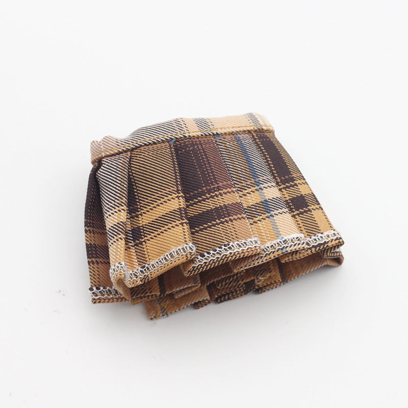 Labubu Doll Pleated Skirt for 17cm Vinyl Doll - Plaid & Solid Colors