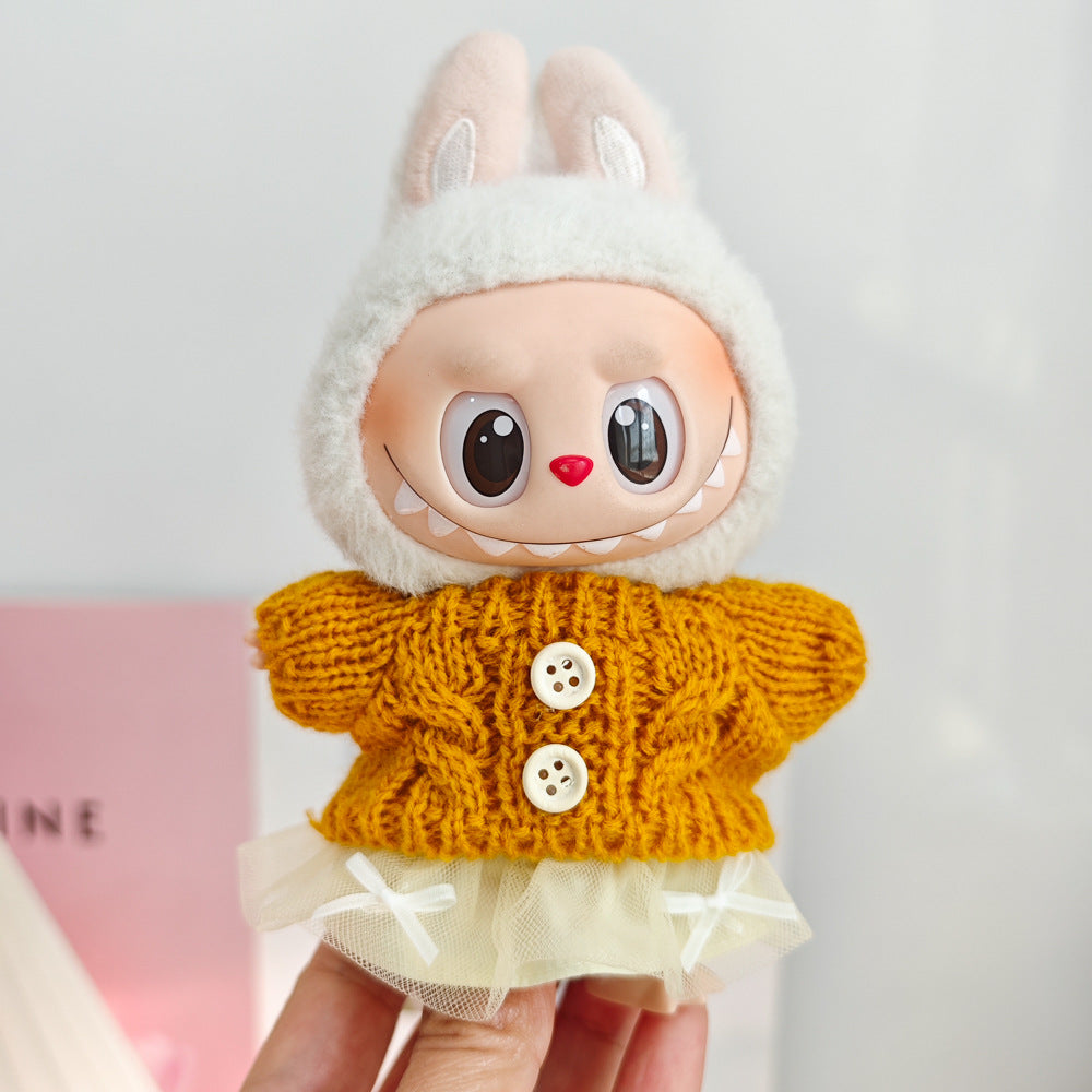 Labubu Doll Outfit - 17cm Sweater, Skirt & Accessories Set