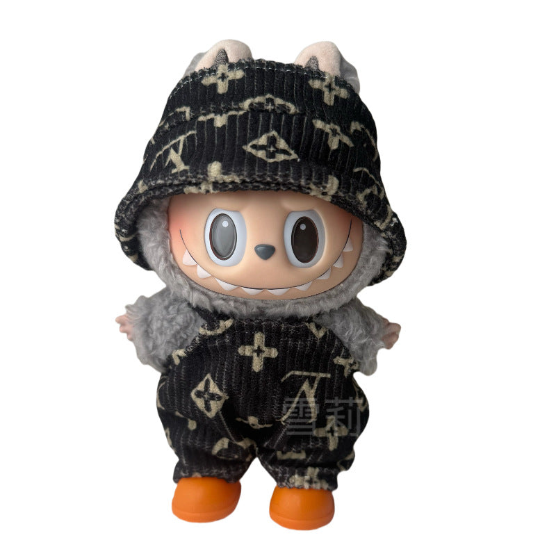 Labubu Doll Outfit - 17cm Baby Clothes with Straw Hat & Sling Dress