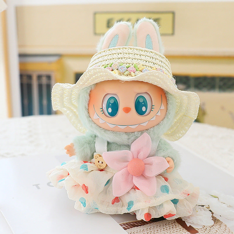 Generation II Blind Box Labubu Pendant Clothes Rab Cloth Sit Clothes Baby Clothes Pink Love Bear dress