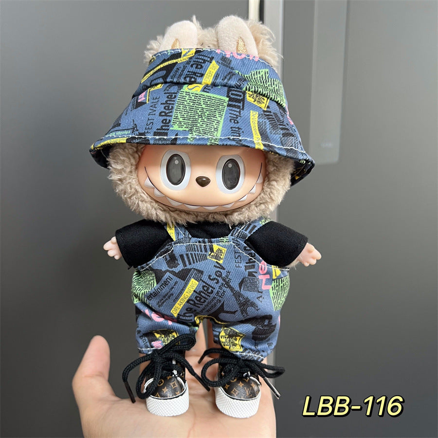 Labubu Wearable Baby Clothes Vinyl Labubu 17cm Doll Cute Dress-Up Casual Suit Skirt Plush Clothes