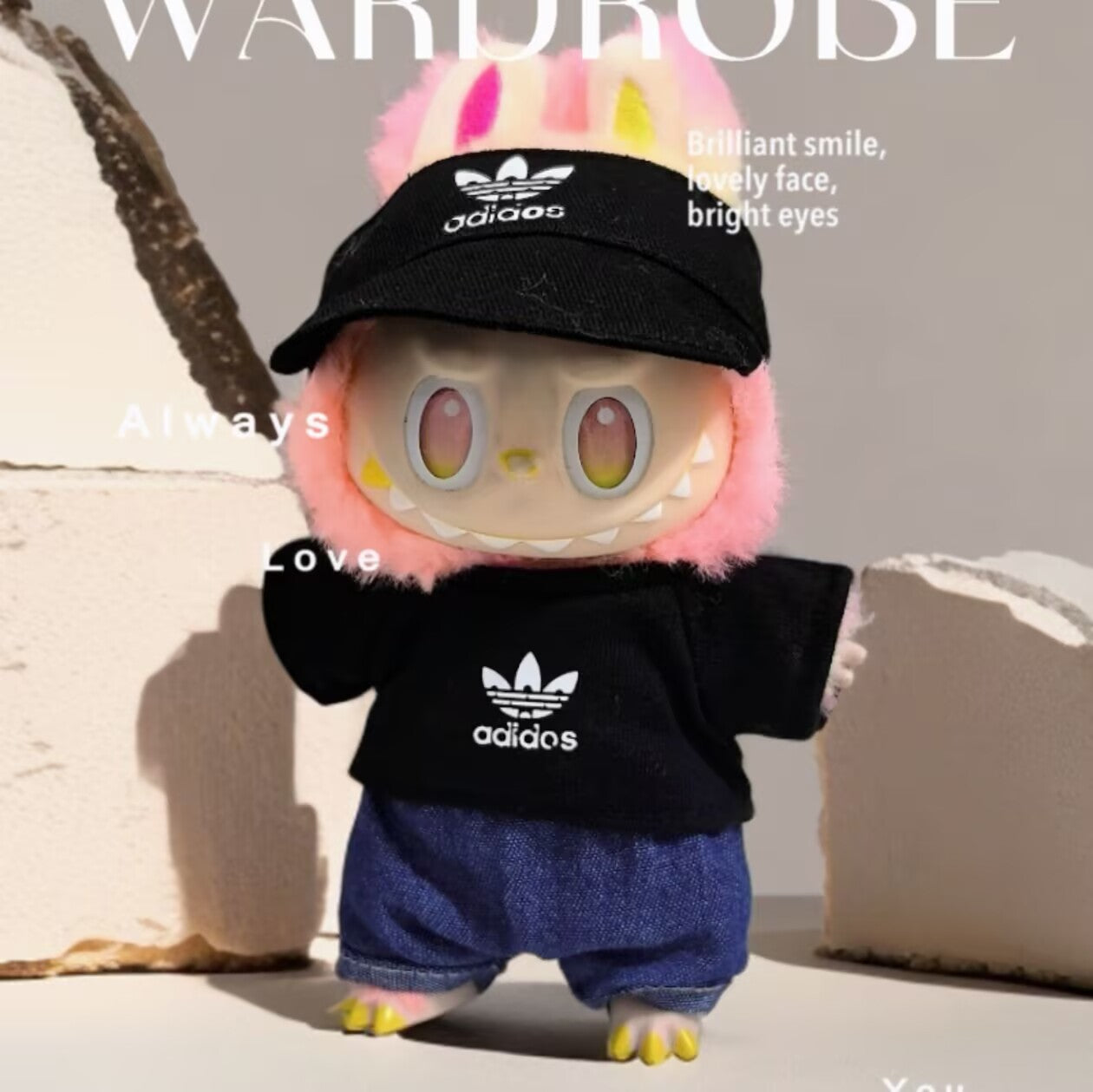 Labubu Doll Outfit - Black & White Hoodie & Pants Set