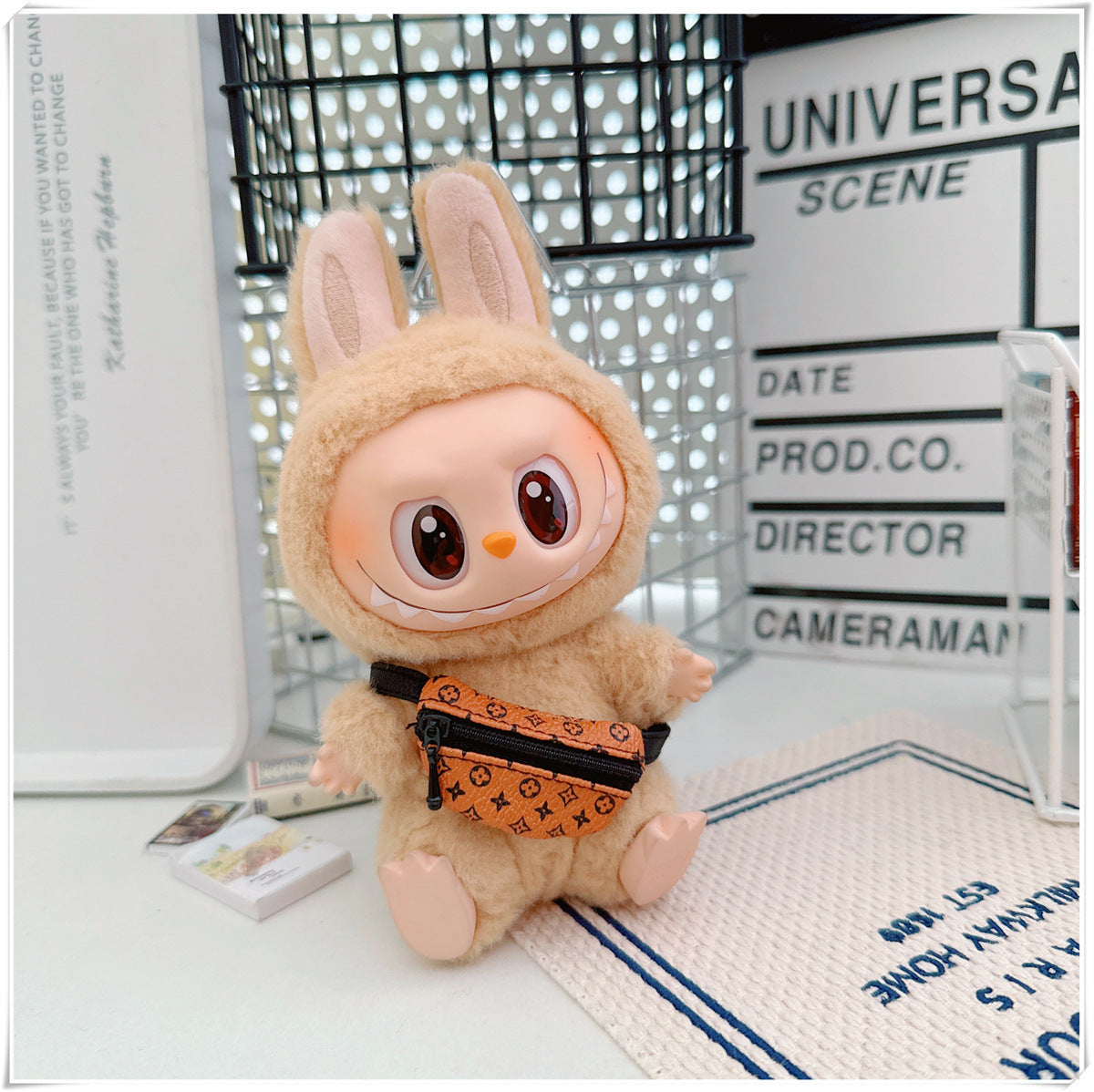 Labubu Doll Hooded Sweatshirt & Crossbody Bag Outfit for 10cm & 17cm Vinyl Dolls