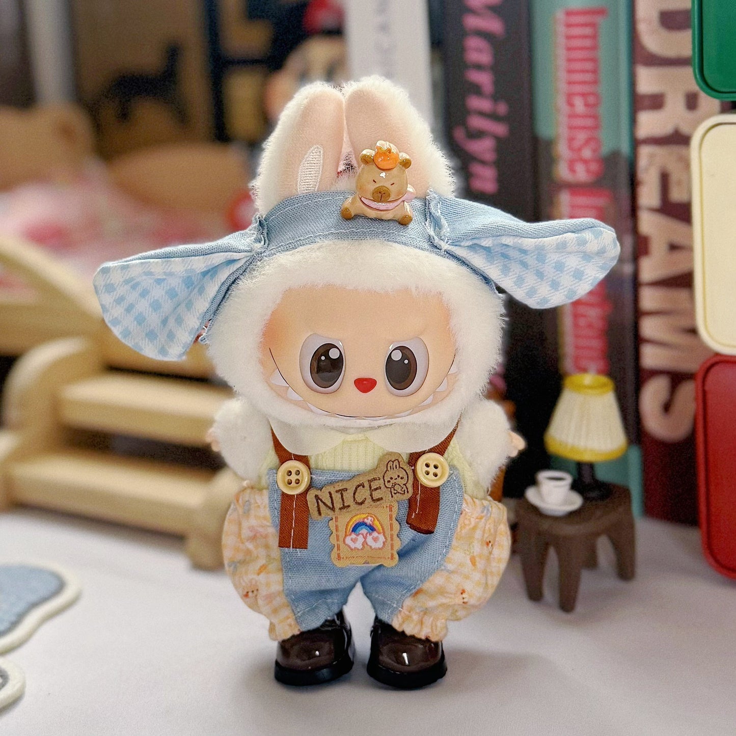 Labubu Baby Clothes First and Second Generation Rubber Blind Box Pendant Universal Wear Labubu Clothes Bottle Bib Pants Set Cute