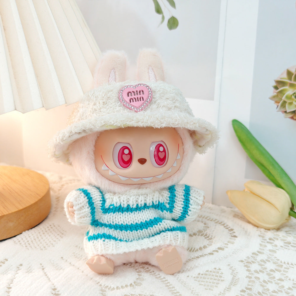Clothing Only: First, Second, and Third Generation Blind Box Labubu Pendant Clothing, Sitting Labubu Party Doll Pink Sweater