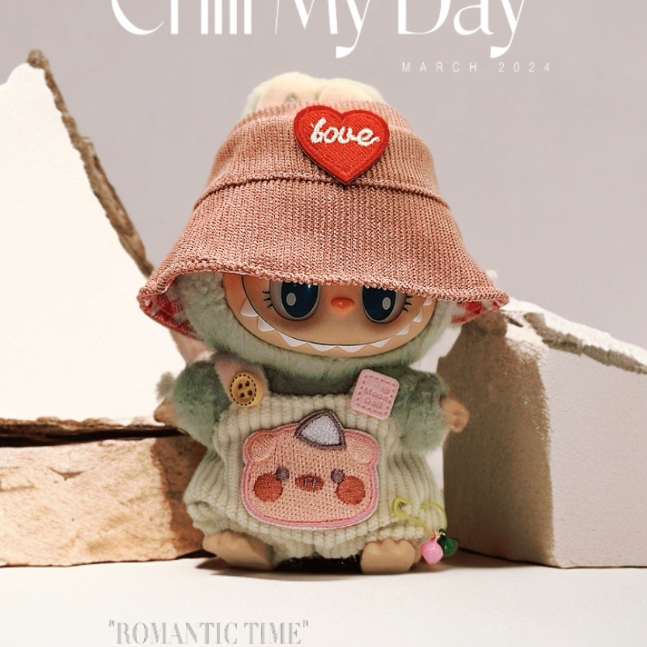 Labubu Doll Outfit - 17cm Cute Overalls & Hat Set