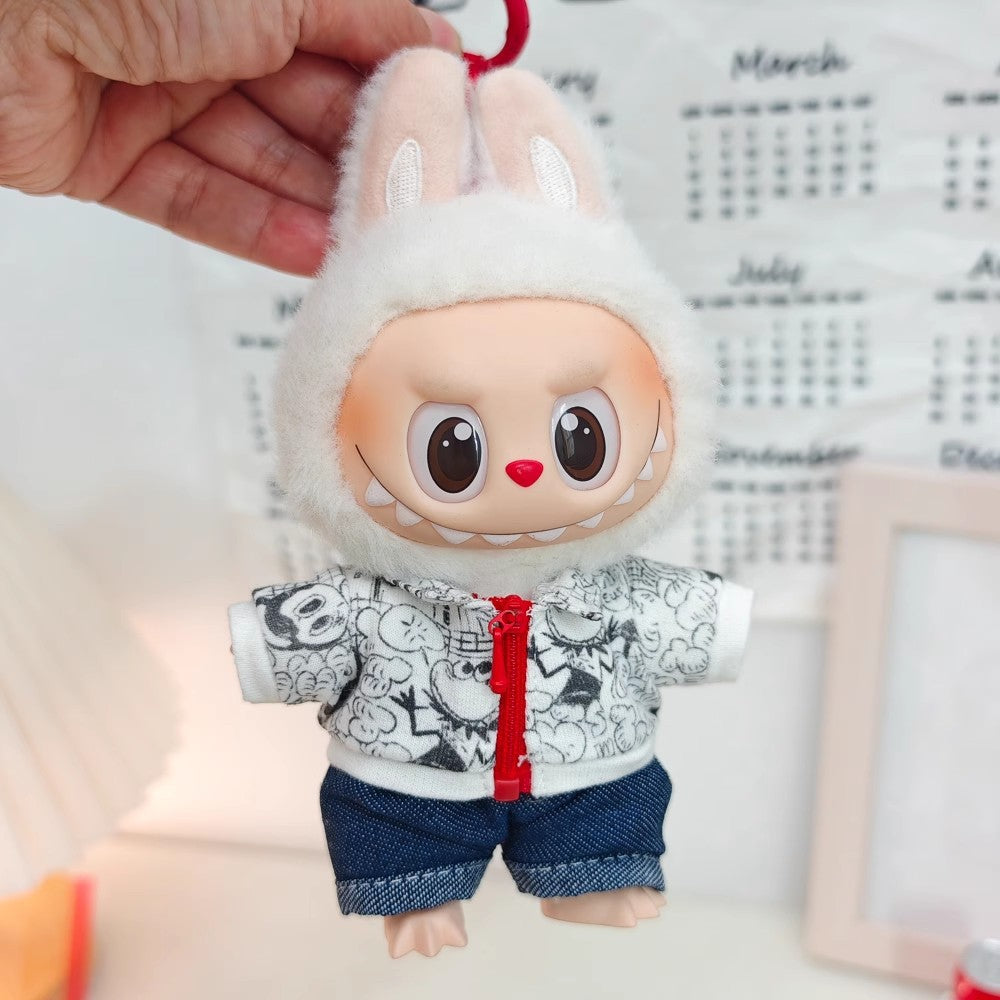 Labubu Doll Outfit Set - Trendy Clothes & Accessories for 17cm Vinyl Pendant