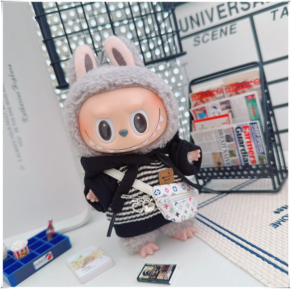 Labubu Doll Outfit - Striped Sweater & Hat Set for 17cm Labubu