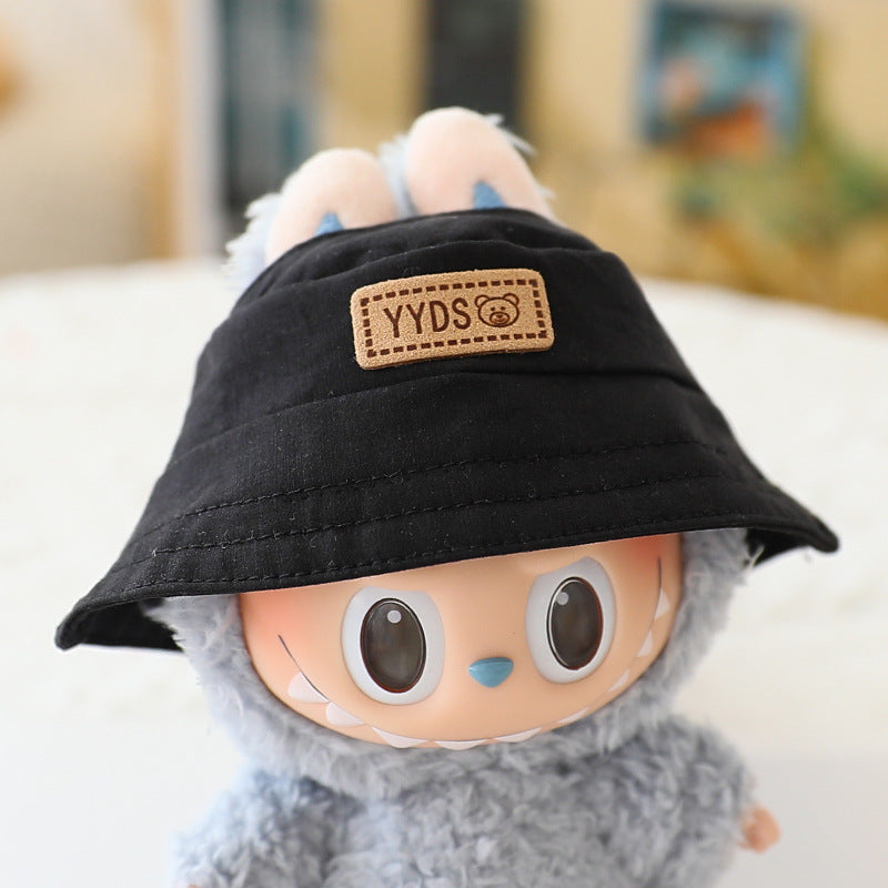 The first and second generation labubu sit party doll clothes the third generation cola vinyl blind box clothes fisherman hat suspenders pants suit