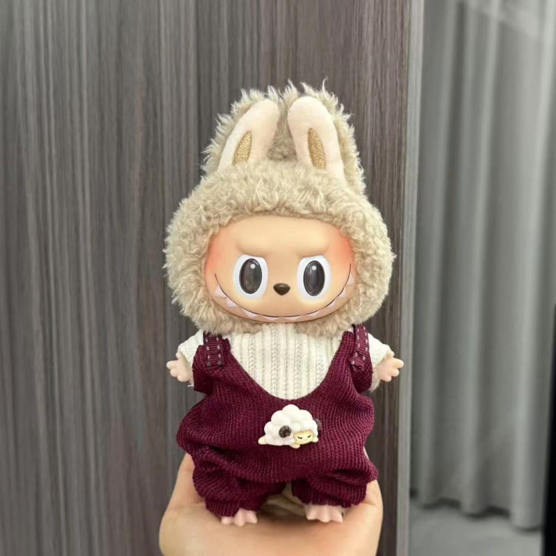 Rab cloth doll labubu17cm pendant one or two generations of vinyl plush doll suit accessories for clothes