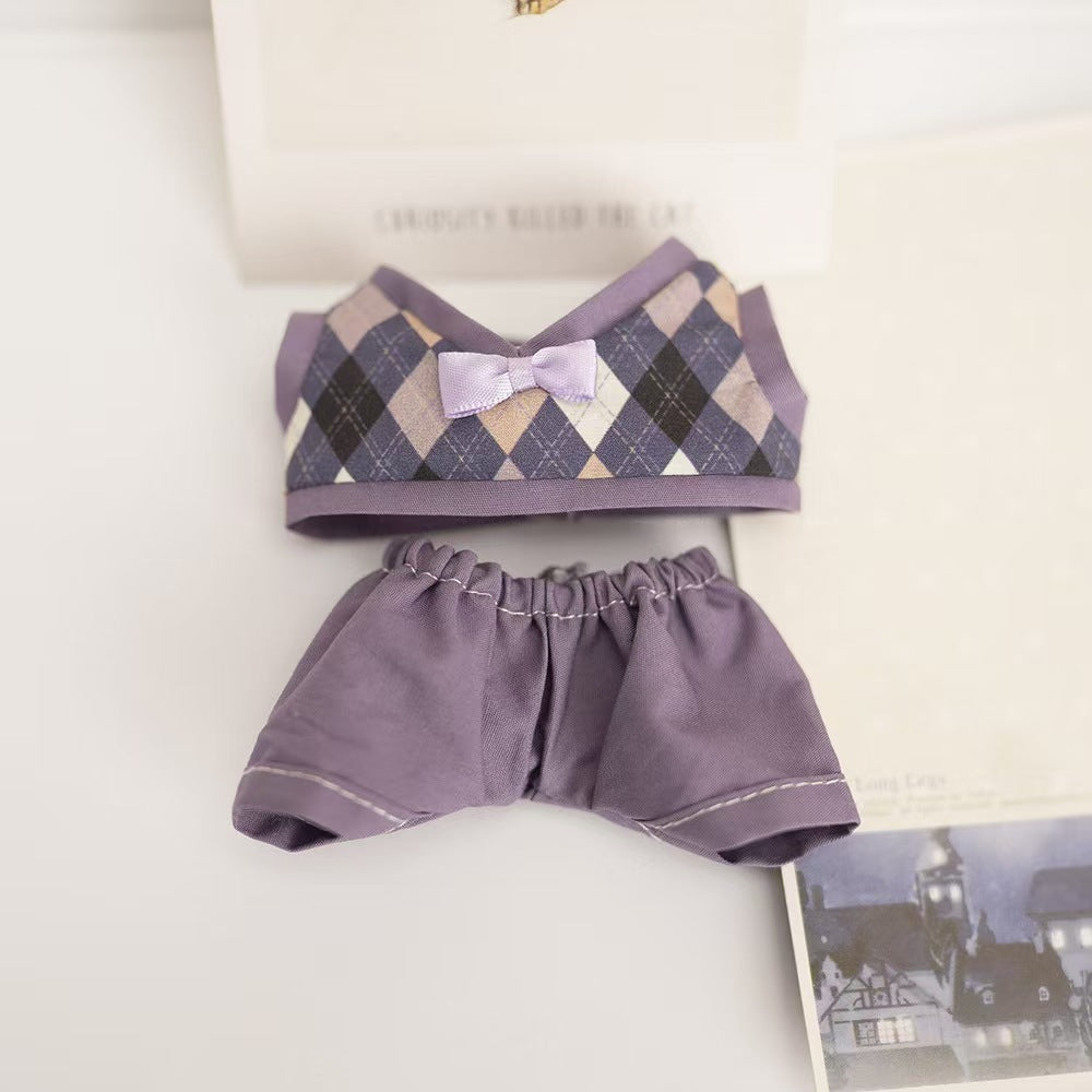 Labubu Doll Cute Outfit Set - Yellow & Pink & Purple JK Skirt & Shorts for 15-17cm Vinyl Doll