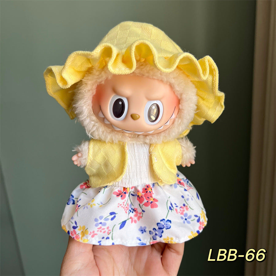Only clothes for sale cloth baby clothes 17cm plush vinyl labubu sit party generation two generation for suit