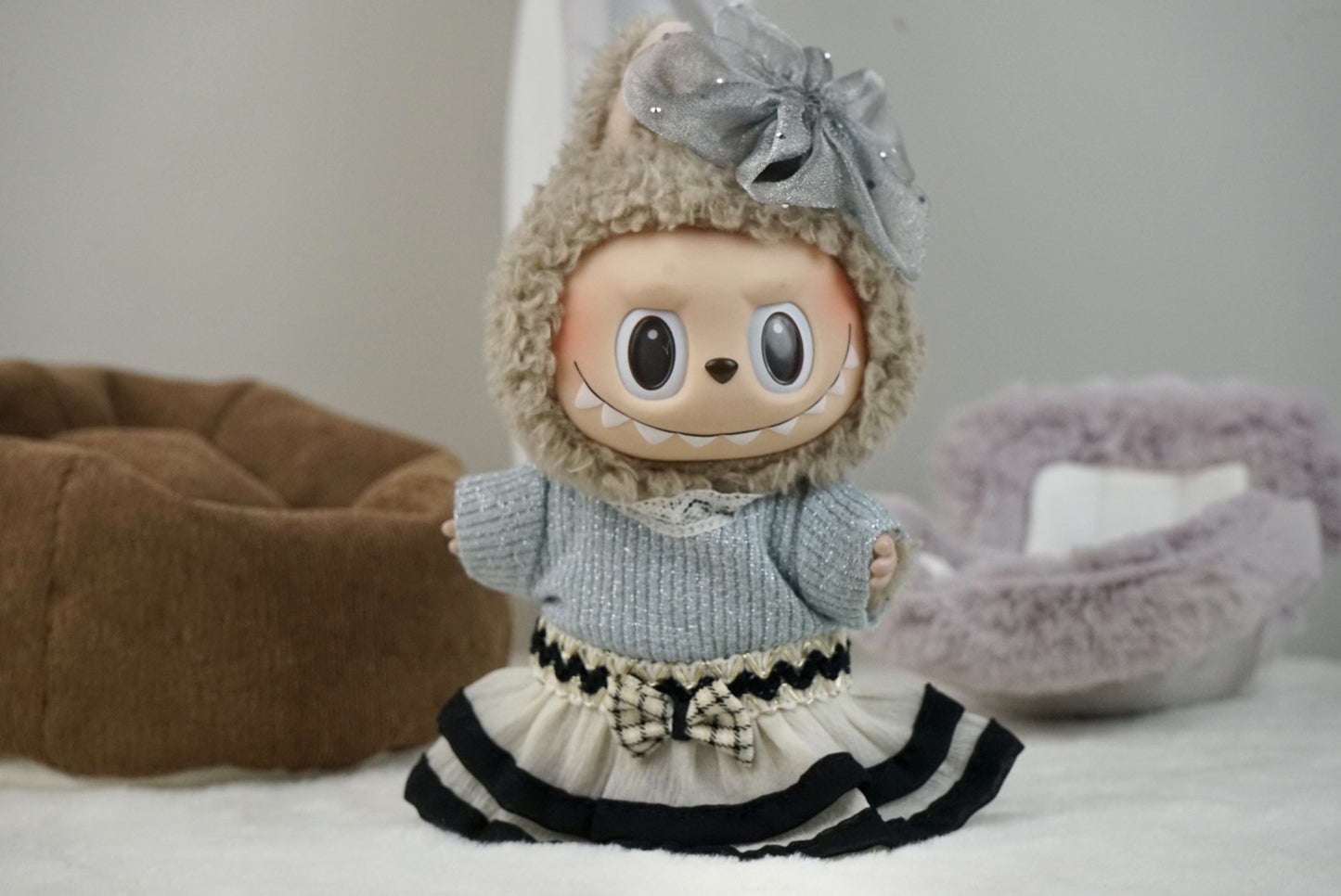 17cm Labubu Doll Retro Street Sweet Outfit Set