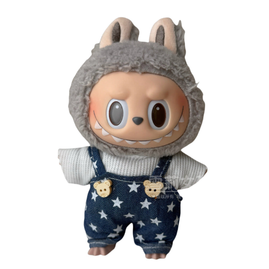 Labubu Doll Outfit - 17cm Baby Clothes with Straw Hat & Sling Dress