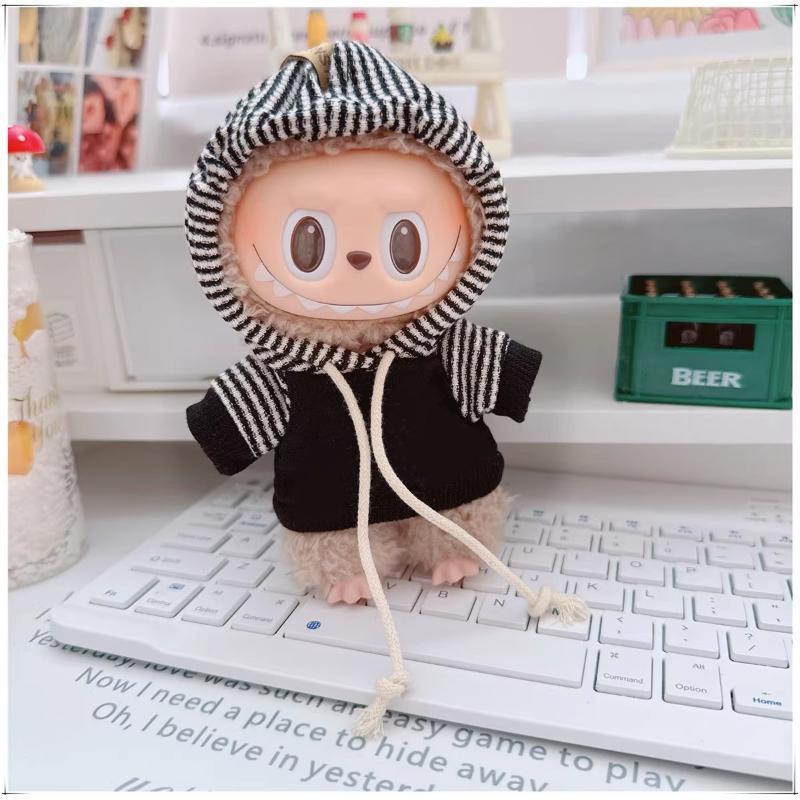 Labubu Doll Hooded Sweatshirt & Crossbody Bag Outfit for 10cm & 17cm Vinyl Dolls