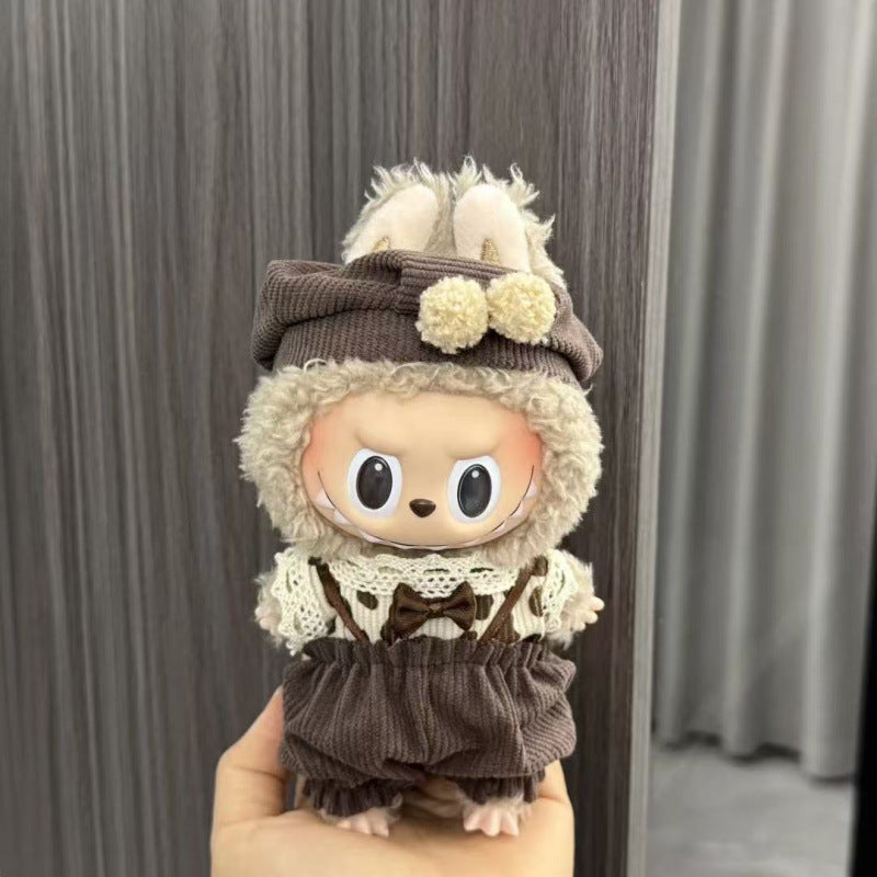 Rab cloth doll labubu17cm pendant one or two generations of vinyl plush doll suit accessories for clothes