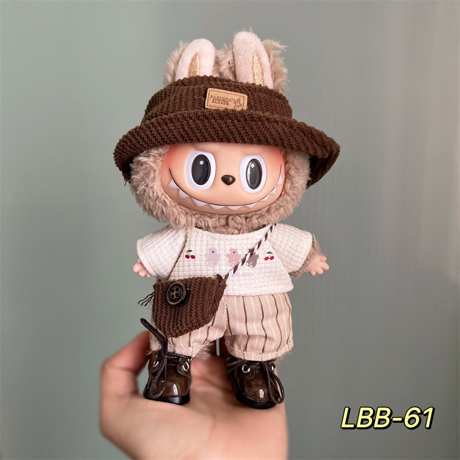 Only clothes for sale cloth baby clothes 17cm plush vinyl labubu sit party generation two generation for suit