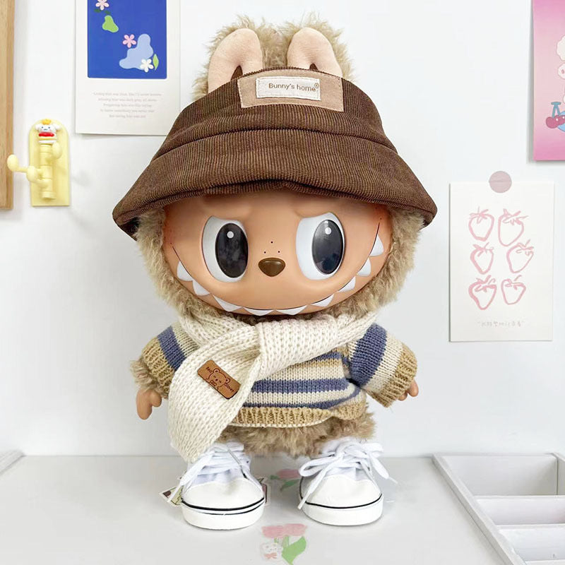 Labubu Doll Clothes - 38CM Cute Outfit Set with Sweater, Hat & Scarf