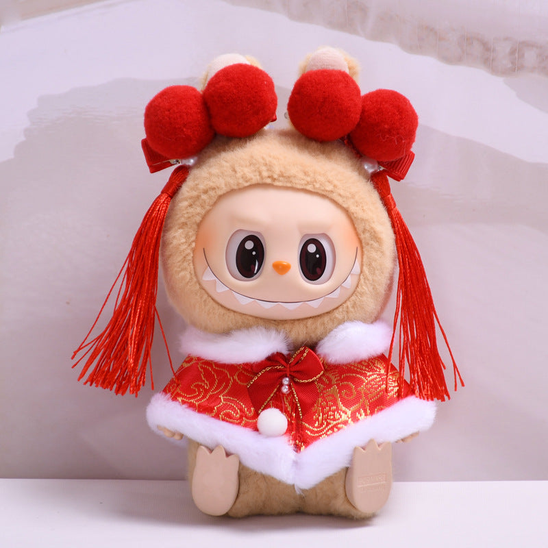 Labubu Doll New Year & Christmas Outfits - Tang Suit, Shawl, Hat Sets