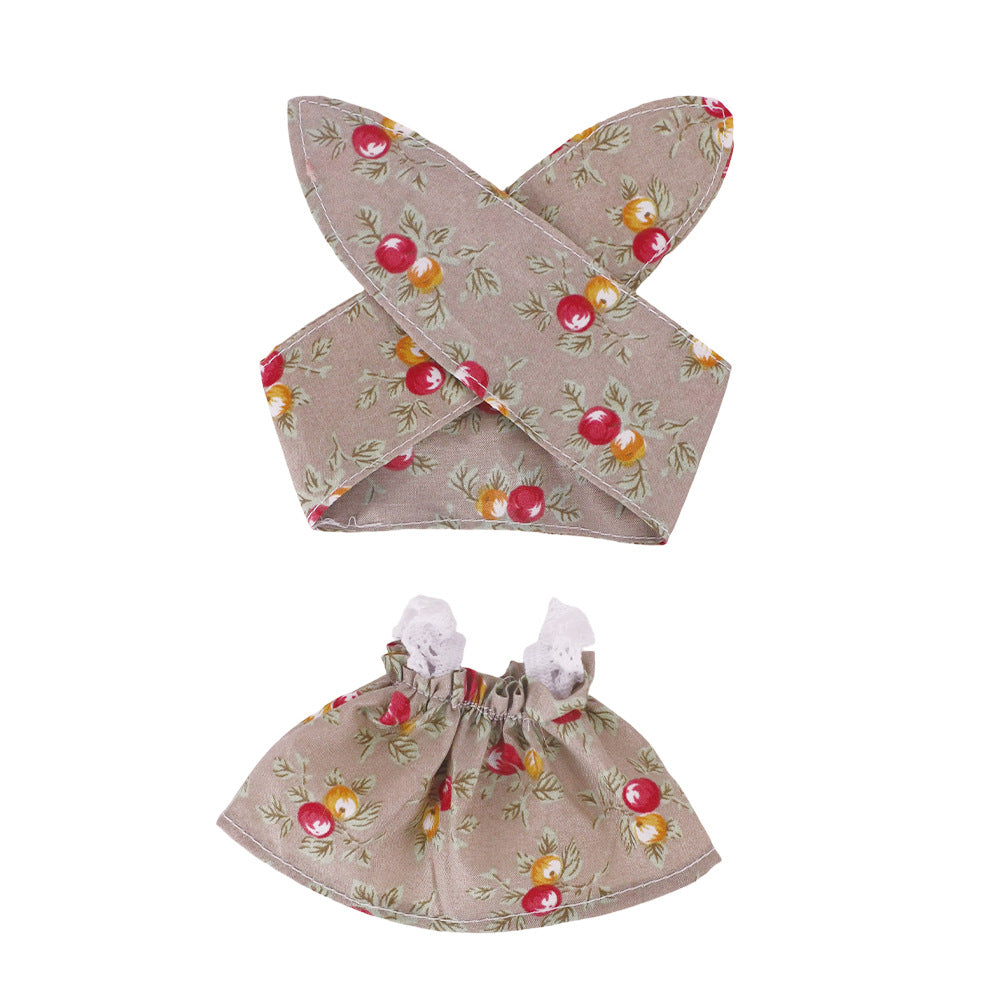 Labubu Doll Floral Dress with Hair Accessories for Sitting Party