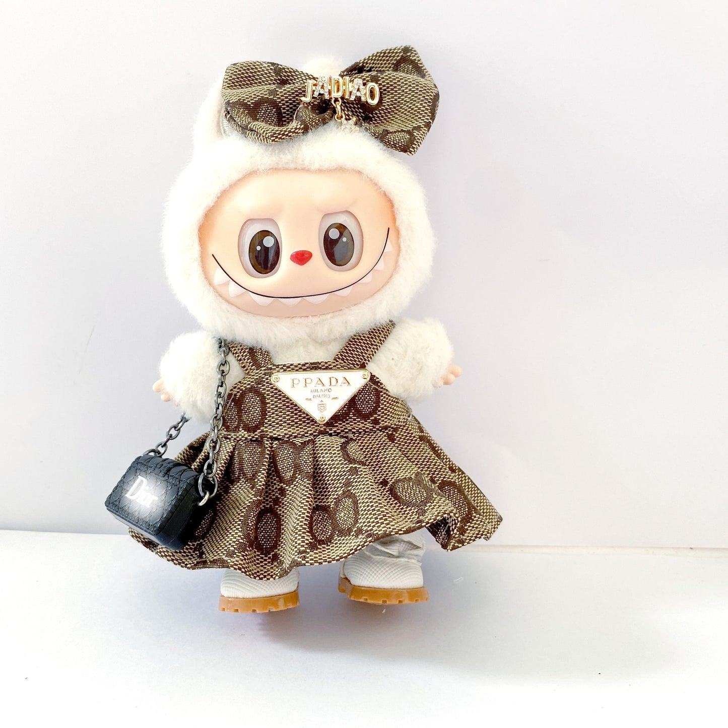 Labubu Doll Outfit - 17cm Party Clothes Set with Skirt, Suspenders & Accessories
