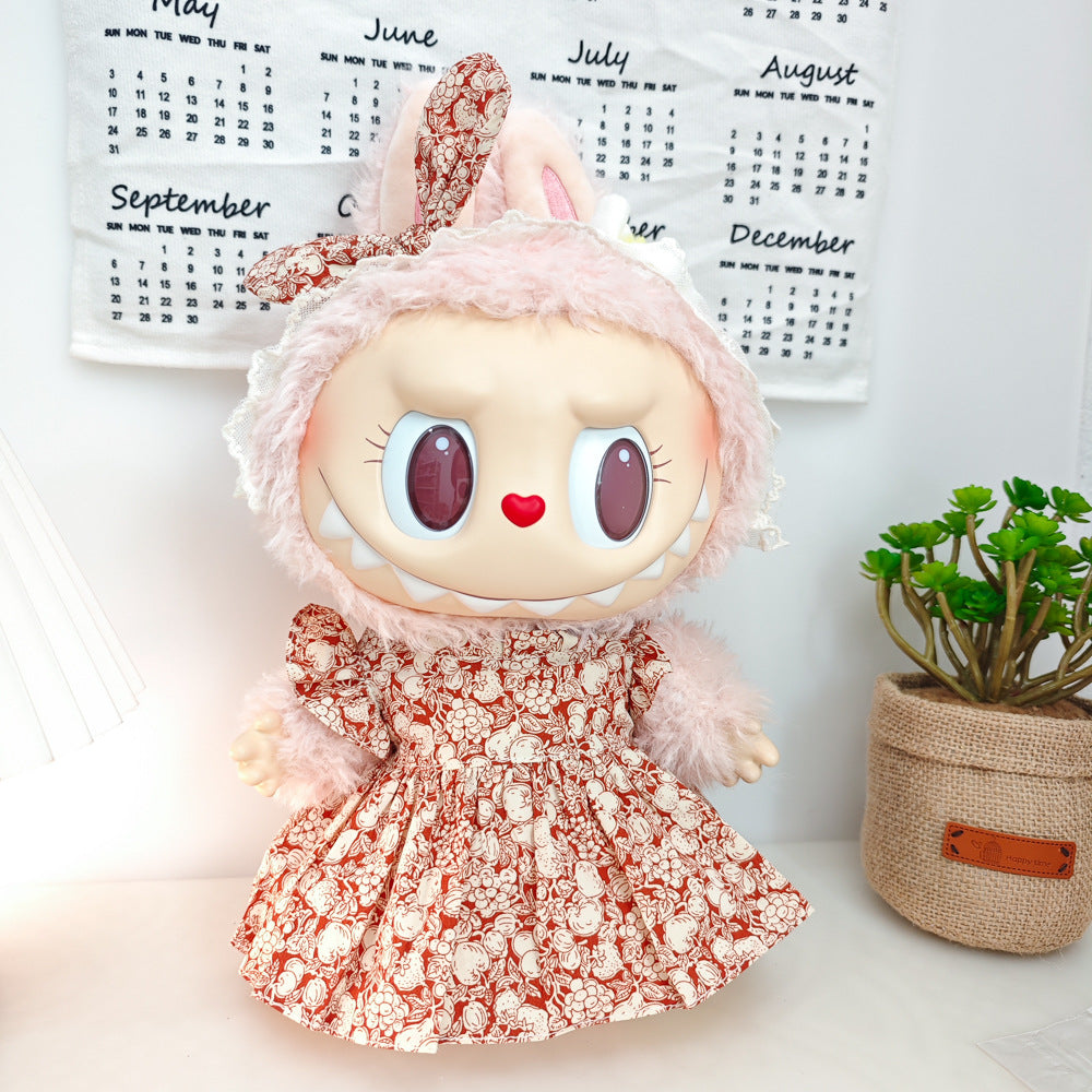 Labubu 38cm Doll Summer Dress Outfit with Cardigan & Skirt