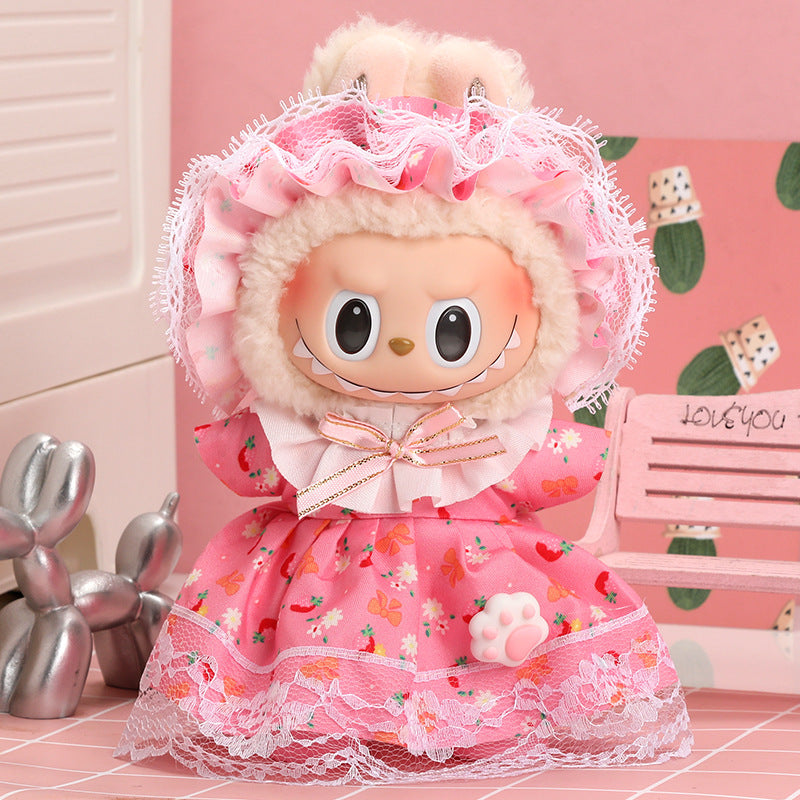 Labubu 17cm Doll Party Skirt Outfit - Rainbow, Yellow, Blue, Pink