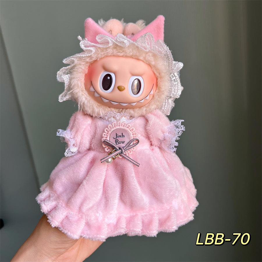 Only clothes for sale cloth baby clothes 17cm plush vinyl labubu sit party generation two generation for suit