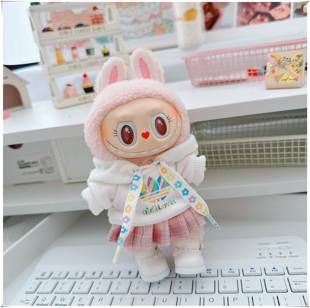 Labubu Doll Clothes - Trendy Hooded Sweatshirt & Pants for 10cm & 17cm Dolls