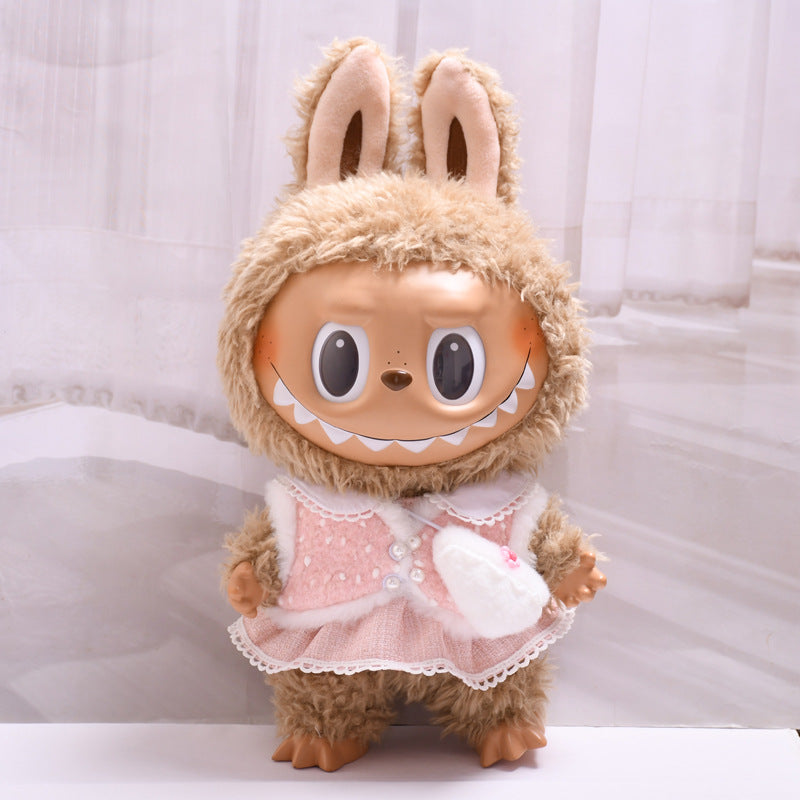 Labubu Doll Outfit - Pink & Green Vest Love Bag Skirt Set for 38cm Labubu