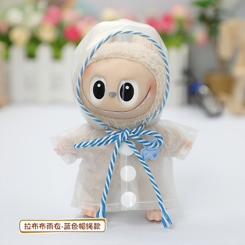 Labubu Baby Raincoat Dress-Up Doll Waterproof Transparent Hooded Jacket Clothes Labubu Pendant Baby Clothes