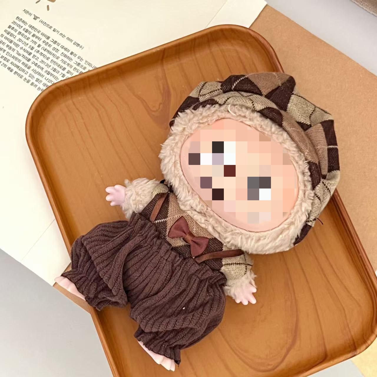 Labubu Doll Outfit - 17cm Baby Clothes Set with Bear Ear Hat