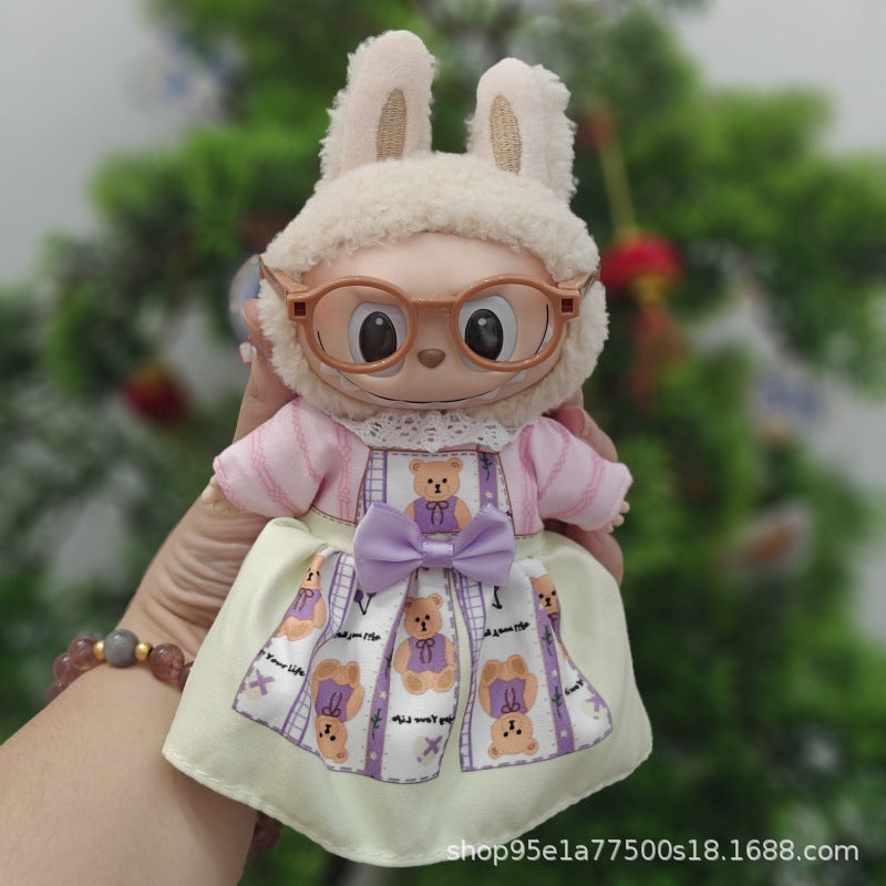 Labubu Doll Clothes for 17cm Plush Doll - Cute Dress-Up Outfits