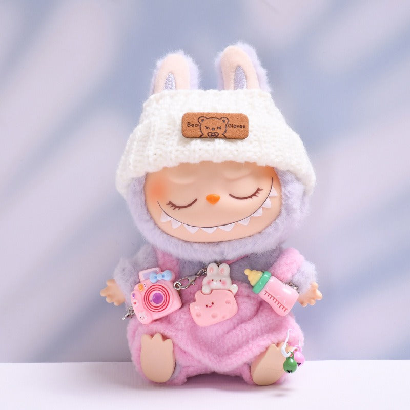 Labubu Doll Outfit Set - First & Second Gen Baby Clothes with Hat & Camera