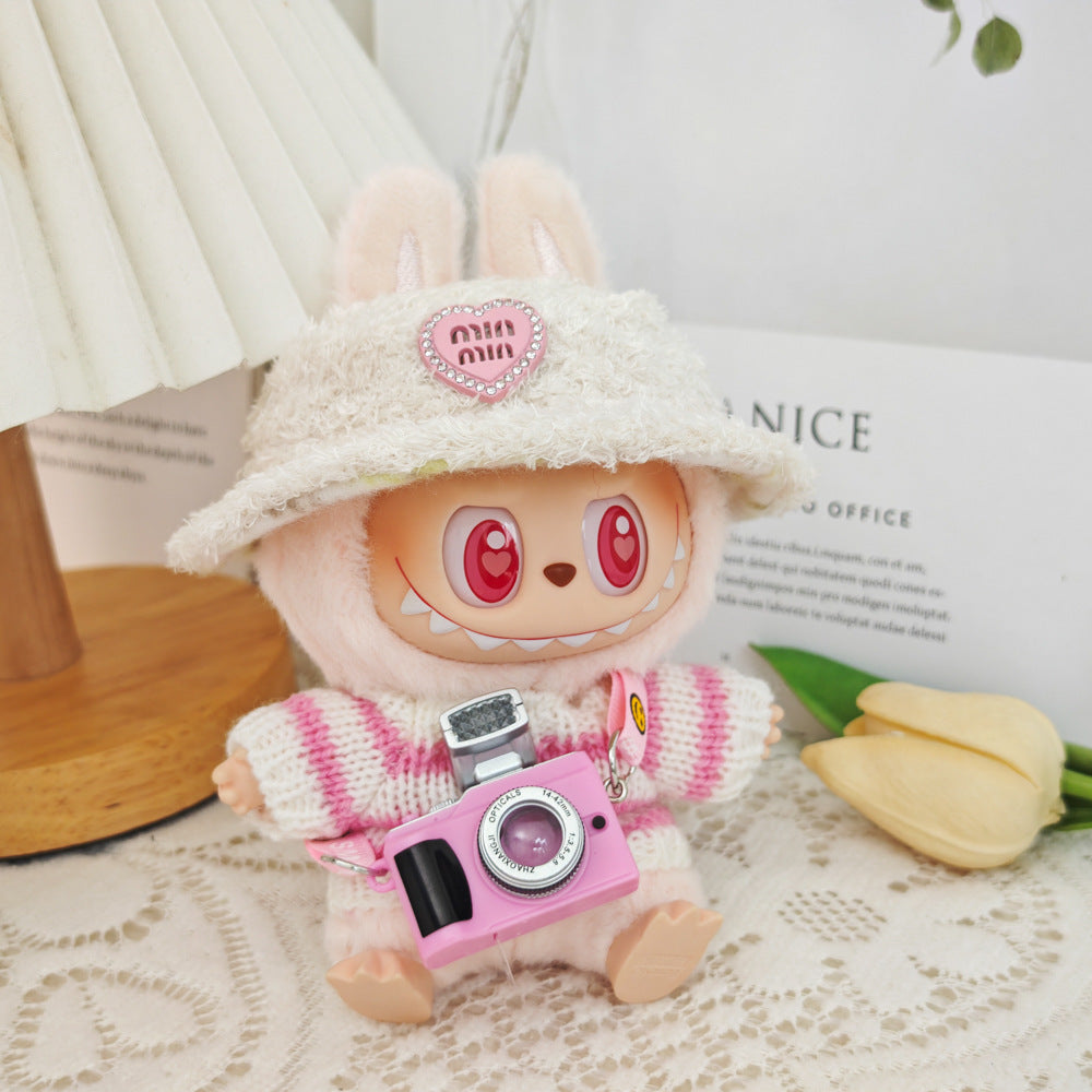 Clothing Only: First, Second, and Third Generation Blind Box Labubu Pendant Clothing, Sitting Labubu Party Doll Pink Sweater