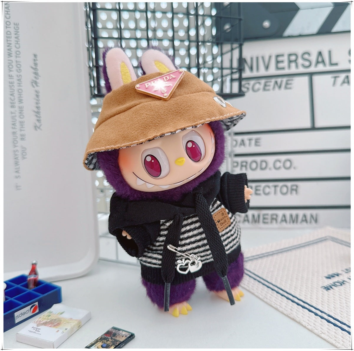 Labubu Doll Outfit - Striped Sweater & Hat Set for 17cm Labubu