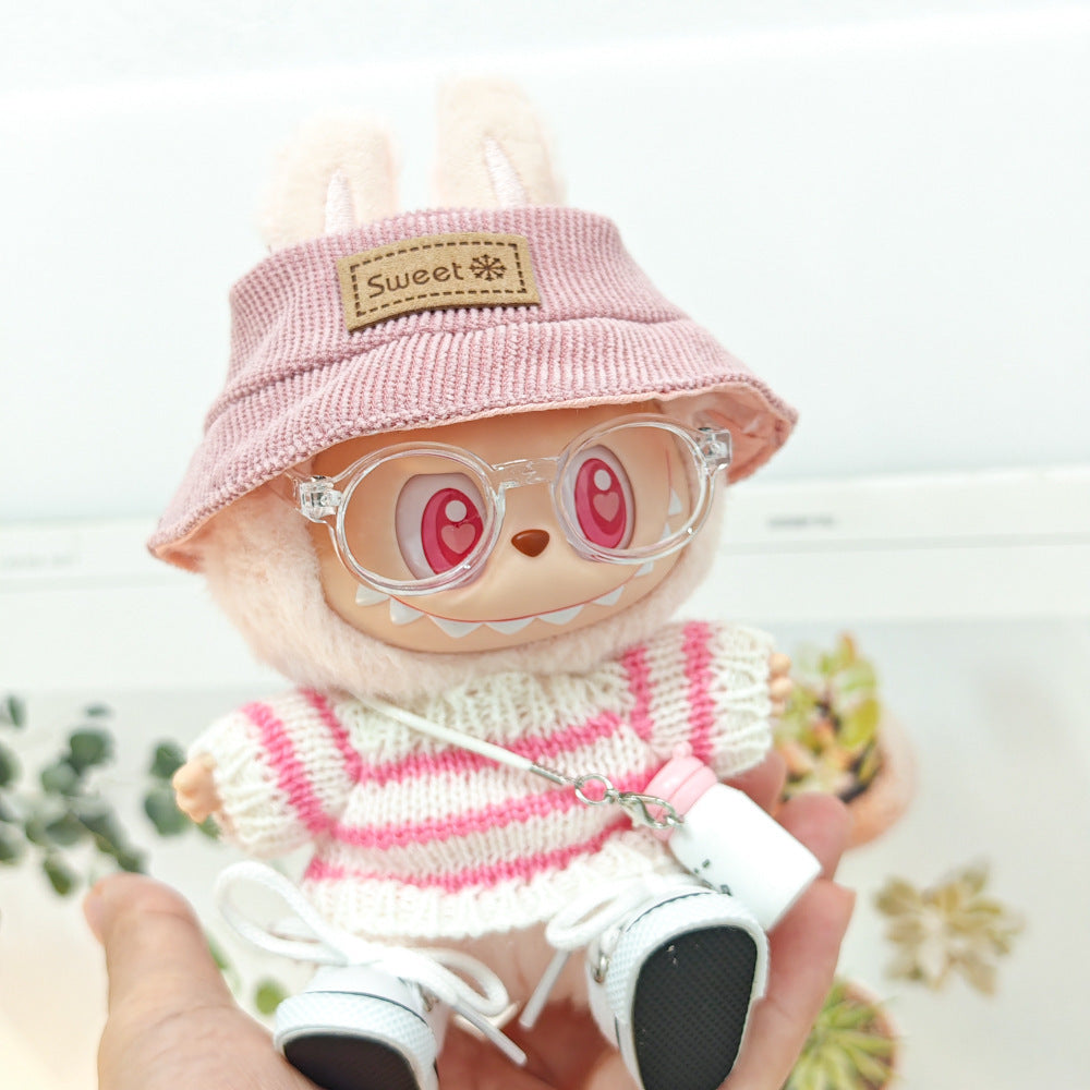 Clothing Only: First, Second, and Third Generation Blind Box Labubu Pendant Clothing, Sitting Labubu Party Doll Pink Sweater