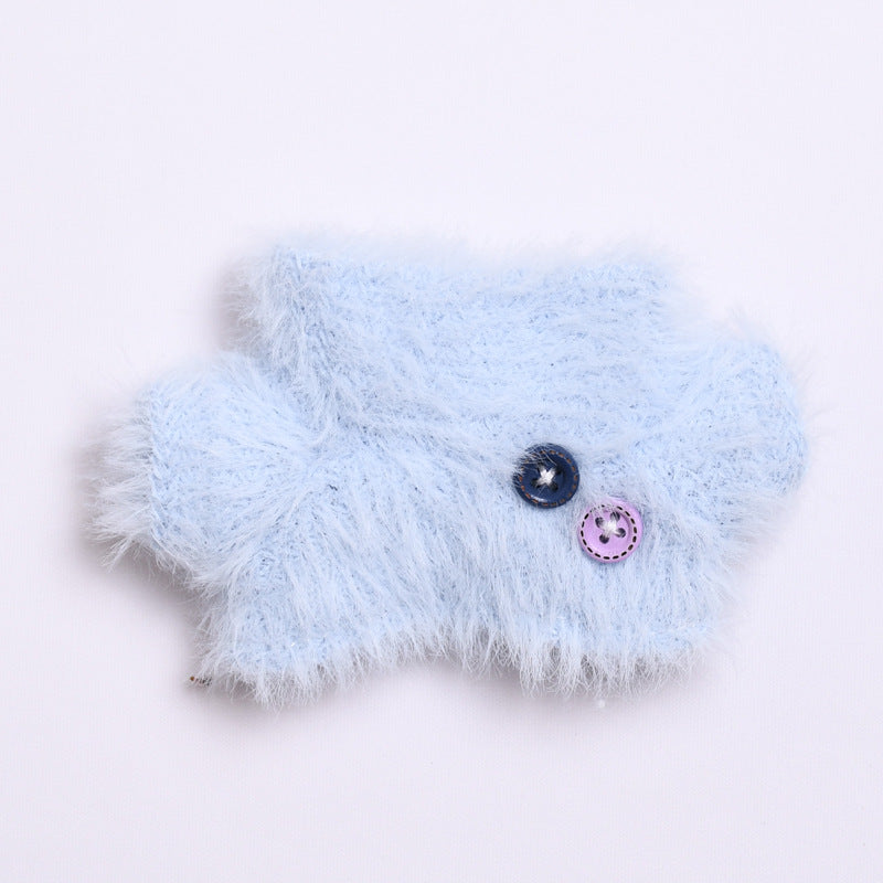 Labubu Doll Outfit - Furry Button Top & Denim Skirt/Jeans for 2nd Gen Pendant