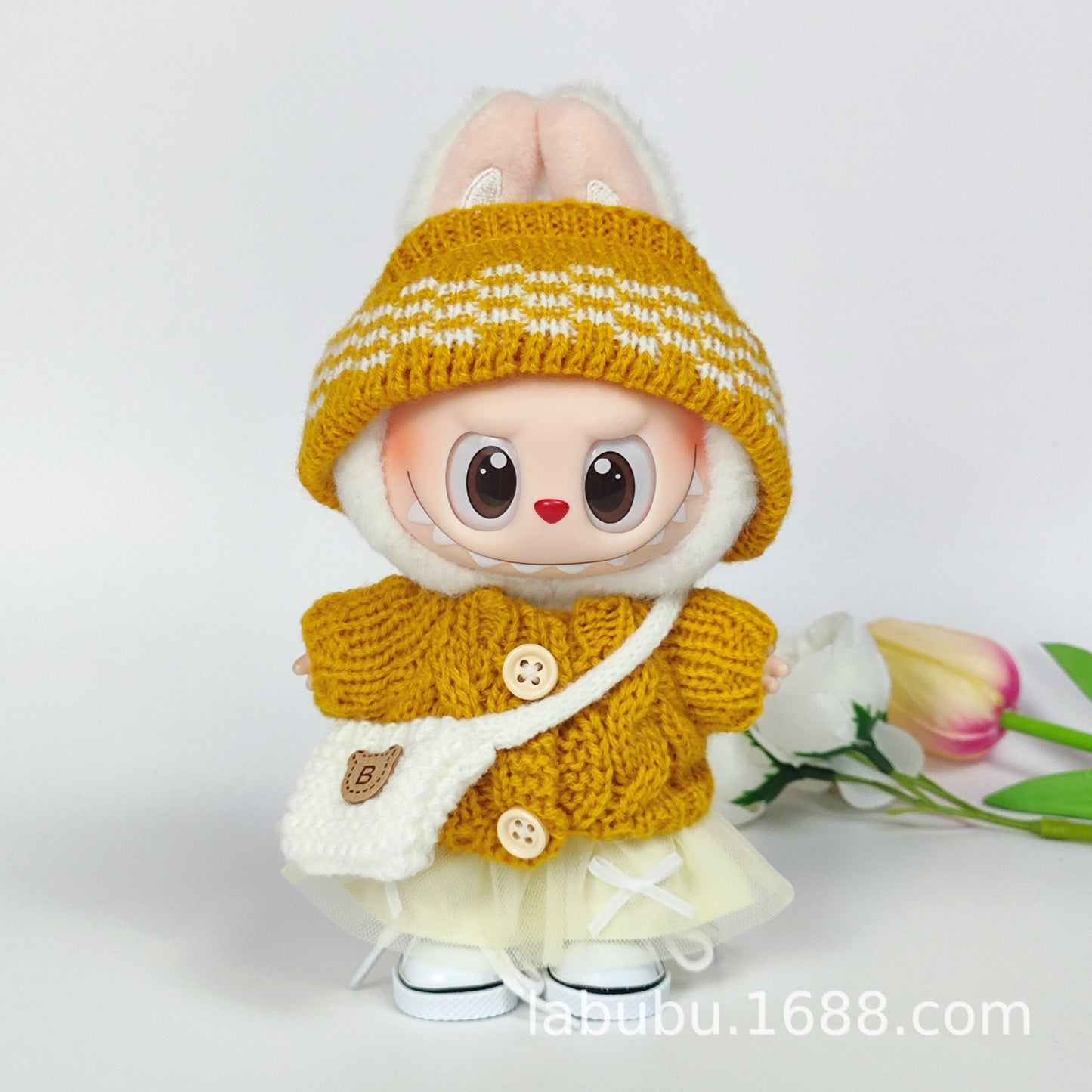 Labubu Doll Outfit - 17cm Sweater, Skirt & Bag Set for 1st-3rd Gen
