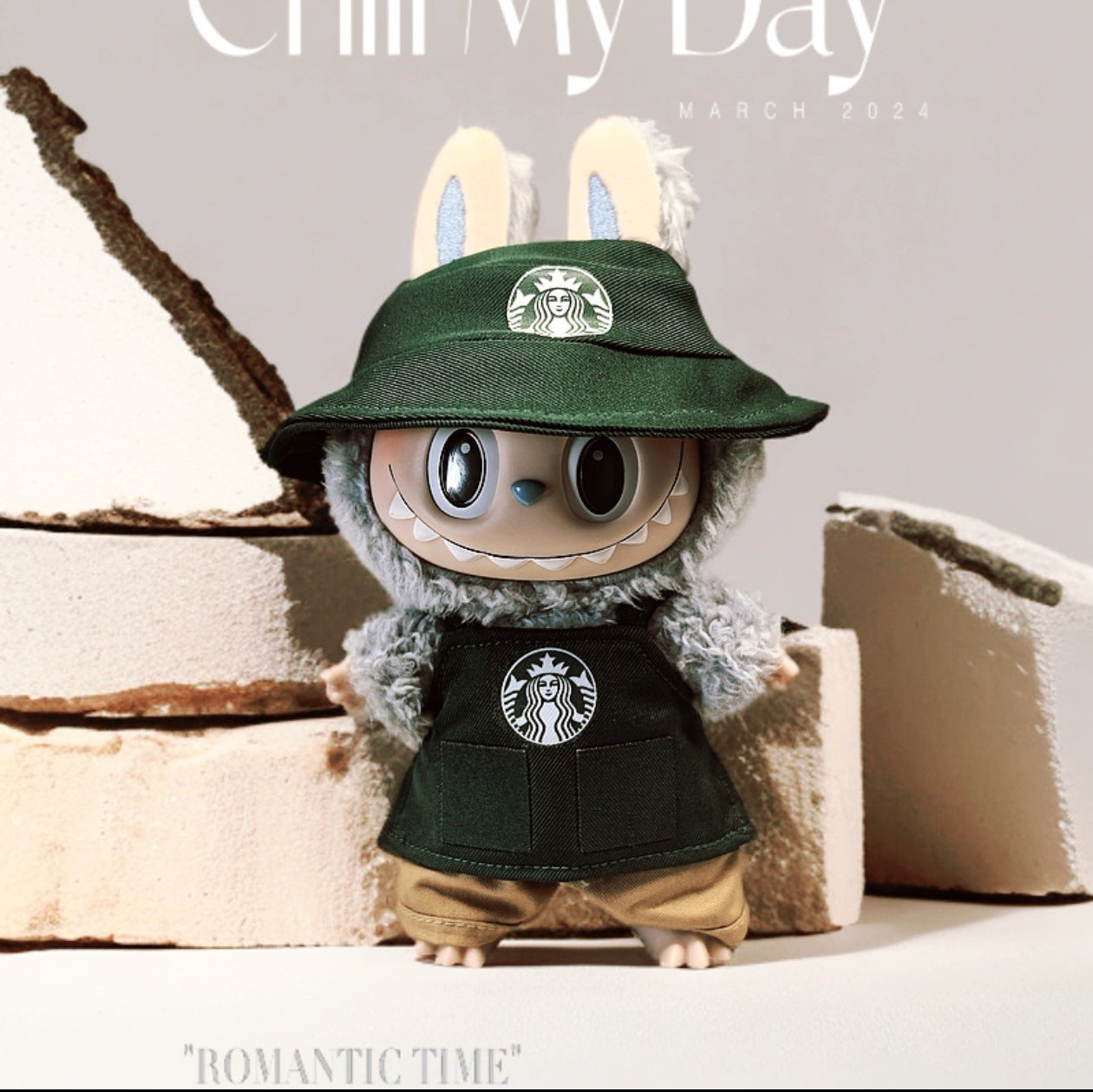 Labubu Doll Overalls Set for 17cm Vinyl Dolls