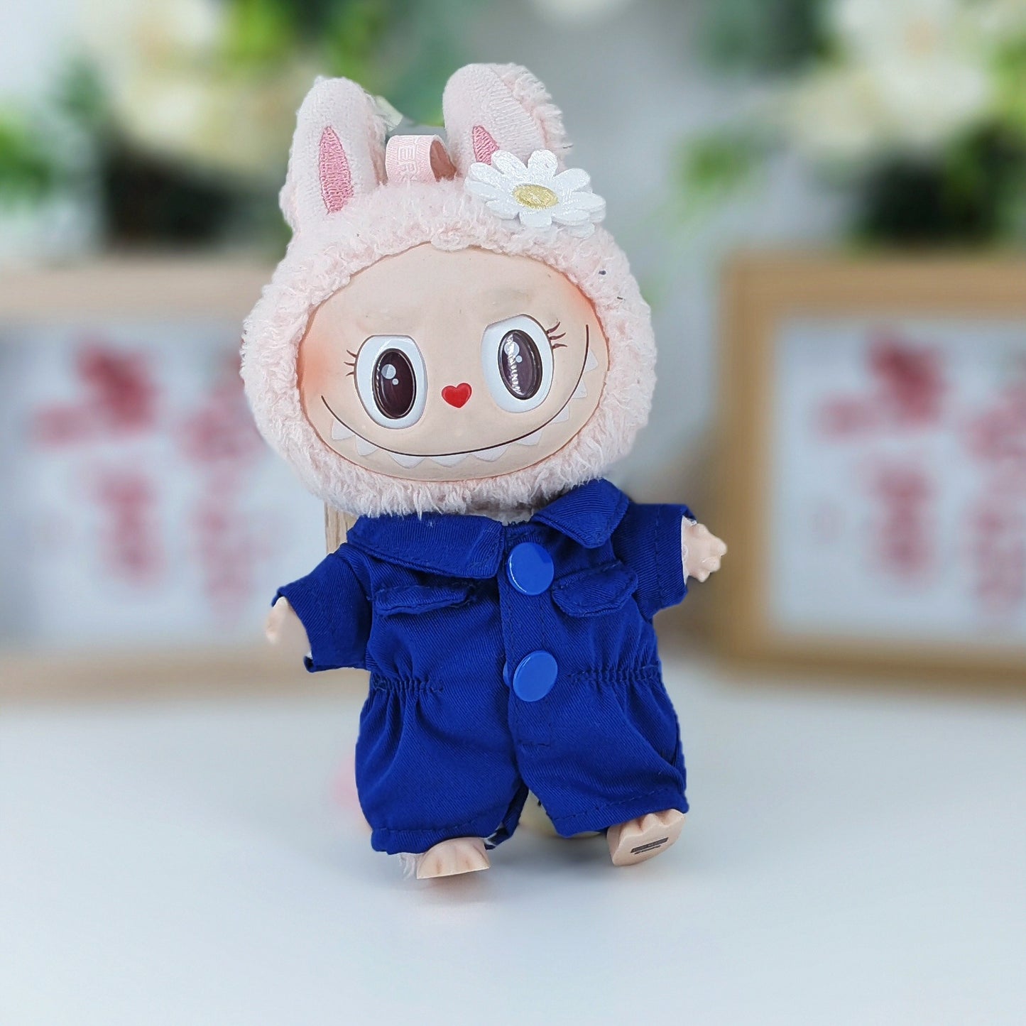 Labubu Doll Pink Jumpsuit Outfit with Accessories