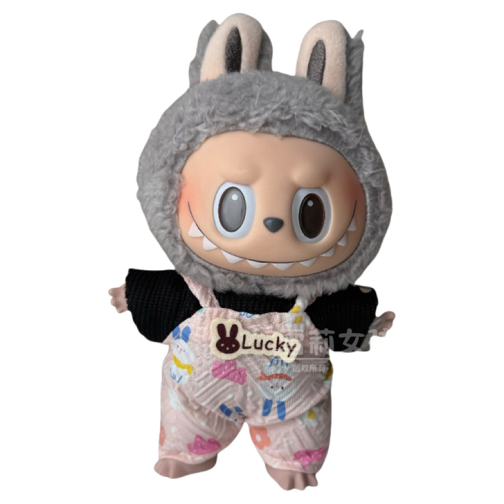 Labubu Doll Outfit - 17cm Baby Clothes with Straw Hat & Sling Dress