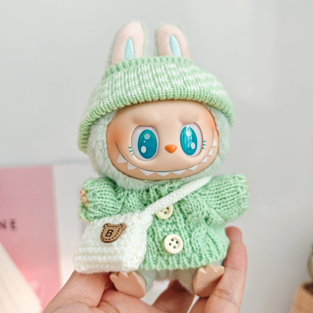 Labubu Doll Outfit - 17cm Sweater, Skirt & Accessories Set
