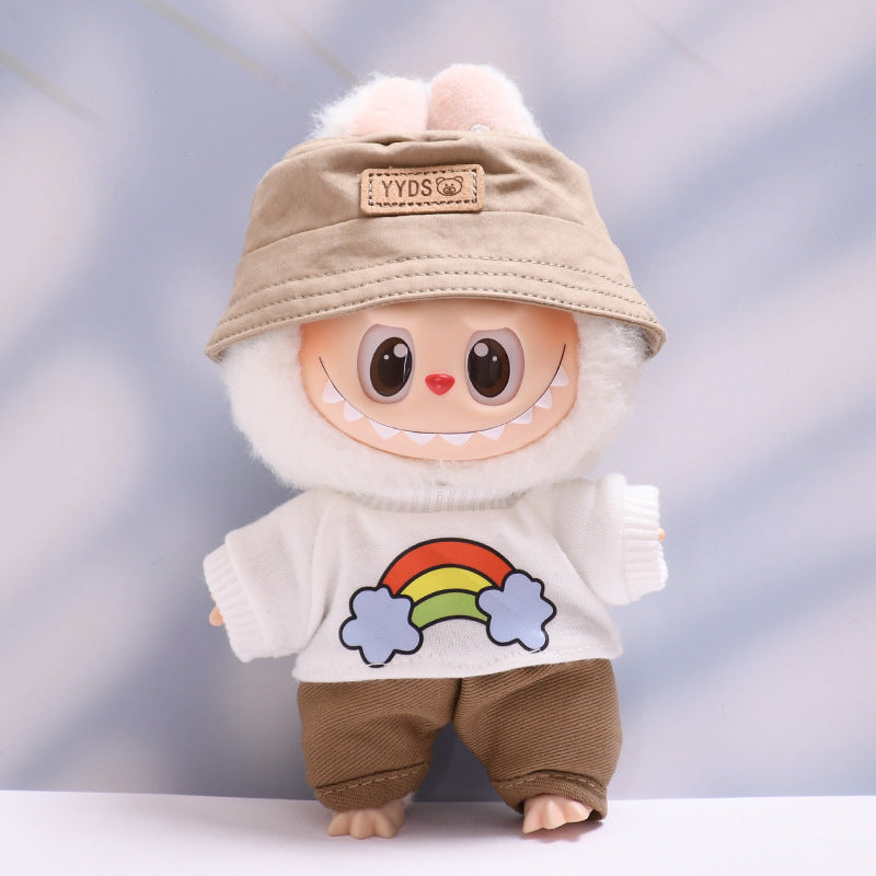 Labubu Doll Baby Clothes Outfit - White T-Shirt & Pants Suit Set