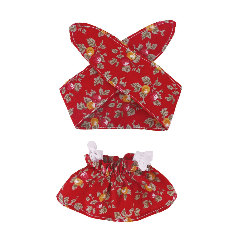 Labubu Doll Floral Dress with Hair Accessories for Sitting Party