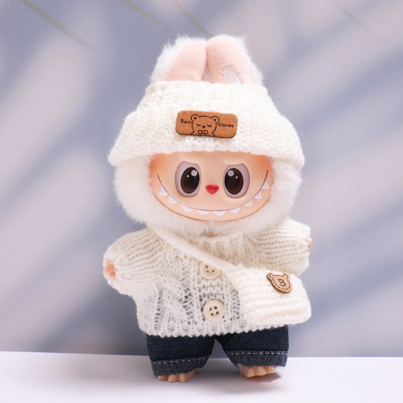 Labubu Doll Button Sweater & Hat Outfit Set for 1st & 2nd Gen Pendants