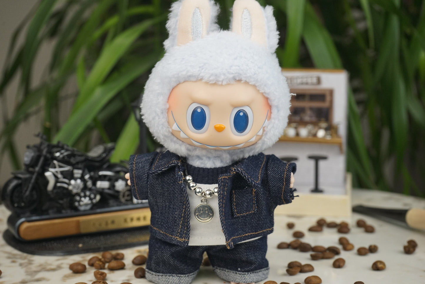 Labubu Doll Denim Outfit Set for 17cm Vinyl Doll - Valentine's Day Gift