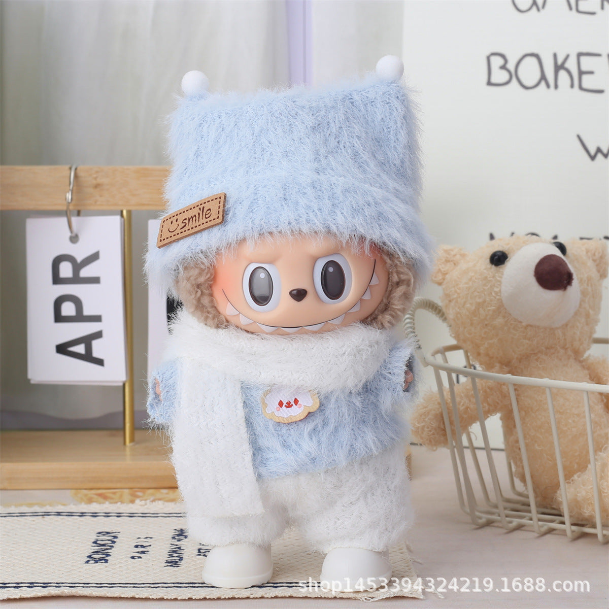 17cm Labubu Second Generation Clothes Labubu Plush Doll Toy Dress Denim suit Skirt Doll Clothes